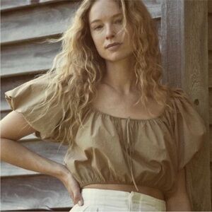 DOEN TOPAZ TOP - PRAIRIE SANDS Puff Sleeves Size S